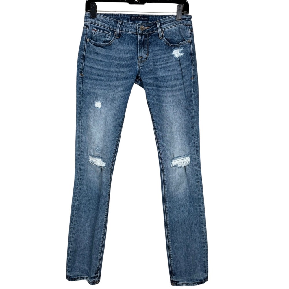Cult of Individuality Karma Straight Jeans Women's 26x32 Y2K Low Rise Distressed